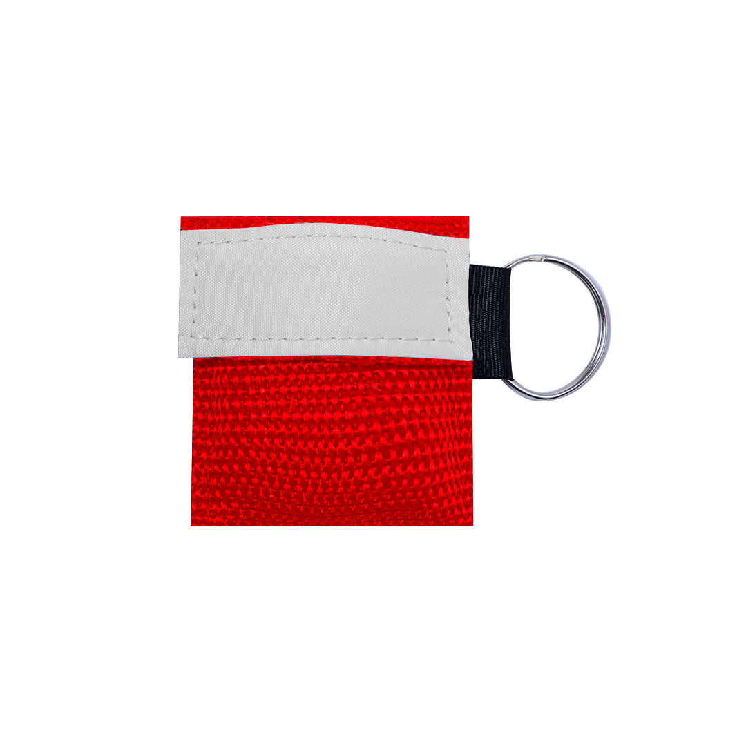 Porte-clés de masque compact dans un petit sac en polyester avec fermeture Velcro et anneau métallique
