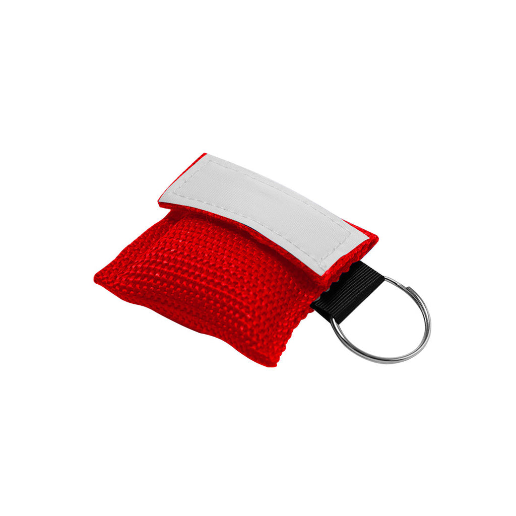 Porte-clés de masque compact dans un petit sac en polyester avec fermeture Velcro et anneau métallique