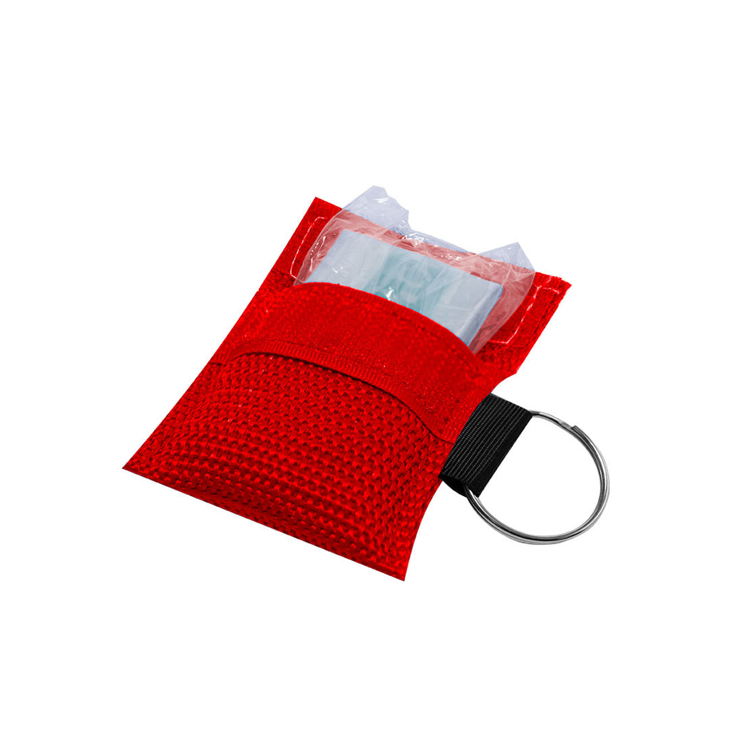 Porte-clés de masque compact dans un petit sac en polyester avec fermeture Velcro et anneau métallique