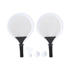 Set de jeux avec raquettes blanc inclut 2 raquettes, 2 balles assorties, 1 plume, idéal pour la plage, le parc ou le jardin