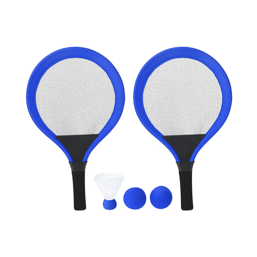 Set de jeux avec raquettes bleu inclut 2 raquettes, 2 balles assorties, 1 plume, idéal pour la plage, le parc ou le jardin