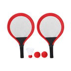 Set de jeux avec raquettes rouge inclut 2 raquettes, 2 balles assorties, 1 plume, idéal pour la plage, le parc ou le jardin