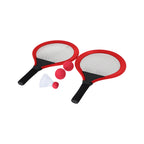 Set de jeux avec raquettes rouge inclut 2 raquettes, 2 balles assorties, 1 plume, idéal pour la plage, le parc ou le jardin