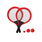 Set de jeux avec raquettes rouge inclut 2 raquettes, 2 balles assorties, 1 plume, idéal pour la plage, le parc ou le jardin