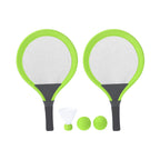 Set de jeux avec raquettes vert inclut 2 raquettes, 2 balles assorties, 1 plume, idéal pour la plage, le parc ou le jardin