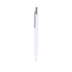Stylo à bille blanc en aluminium recyclé clip et bouton poussoir chromé avec cartouche jumbo et en encre bleue