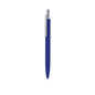 Stylo à bille bleu en aluminium recyclé clip et bouton poussoir chromé avec cartouche jumbo et en encre bleue