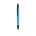 Stylo à bille bleu et noir en aluminium recyclé anneaux en argenté sur le corps avec cartouche jumbo et en encre bleue