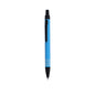 Stylo à bille bleu et noir en aluminium recyclé anneaux en argenté sur le corps avec cartouche jumbo et en encre bleue