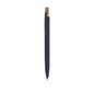 Stylo à bille bleu marine avec bouton poussoir en liège et clip en aluminium recyclé avec cartouche jumbo et en encre bleue