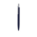 Stylo à bille bleu marine en aluminium recyclé clip et bouton poussoir chromé avec cartouche jumbo et en encre bleue
