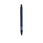 Stylo à bille bleu marine et noir en aluminium recyclé anneaux en argenté sur le corps avec cartouche jumbo et en encre bleue