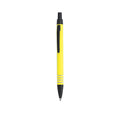 Stylo à bille jaune et noir en aluminium recyclé anneaux en argenté sur le corps avec cartouche jumbo et en encre bleue
