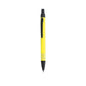 Stylo à bille jaune et noir en aluminium recyclé anneaux en argenté sur le corps avec cartouche jumbo et en encre bleue
