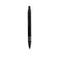 Stylo à bille noir en aluminium recyclé anneaux en argenté sur le corps avec cartouche jumbo et en encre bleue