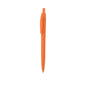 Stylo à bille orange en plastique avec bouton avec marquage RABS en haut du stylo et avec cartouche jumbo en encre bleue