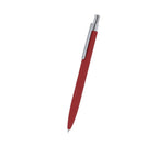 Stylo à bille rouge en aluminium recyclé clip et bouton poussoir chromé avec cartouche jumbo et en encre bleue