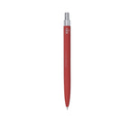 Stylo à bille rouge en aluminium recyclé clip et bouton poussoir chromé avec cartouche jumbo et en encre bleue