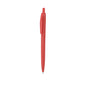 Stylo à bille rouge en plastique avec bouton avec marquage RABS en haut du stylo et avec cartouche jumbo en encre bleue