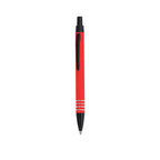 Stylo à bille rouge et noir en aluminium recyclé anneaux en argenté sur le corps avec cartouche jumbo et en encre bleue
