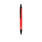 Stylo à bille rouge et noir en aluminium recyclé anneaux en argenté sur le corps avec cartouche jumbo et en encre bleue