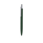 Stylo à bille vert en aluminium recyclé clip et bouton poussoir chromé avec cartouche jumbo et en encre bleue