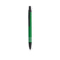 Stylo à bille vert et noir en aluminium recyclé anneaux en argenté sur le corps avec cartouche jumbo et en encre bleue