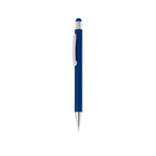 Stylo à bille bleu en aluminium recyclé. Clip métallique avec finition chromée avec cartouche jumbo et en encre bleue