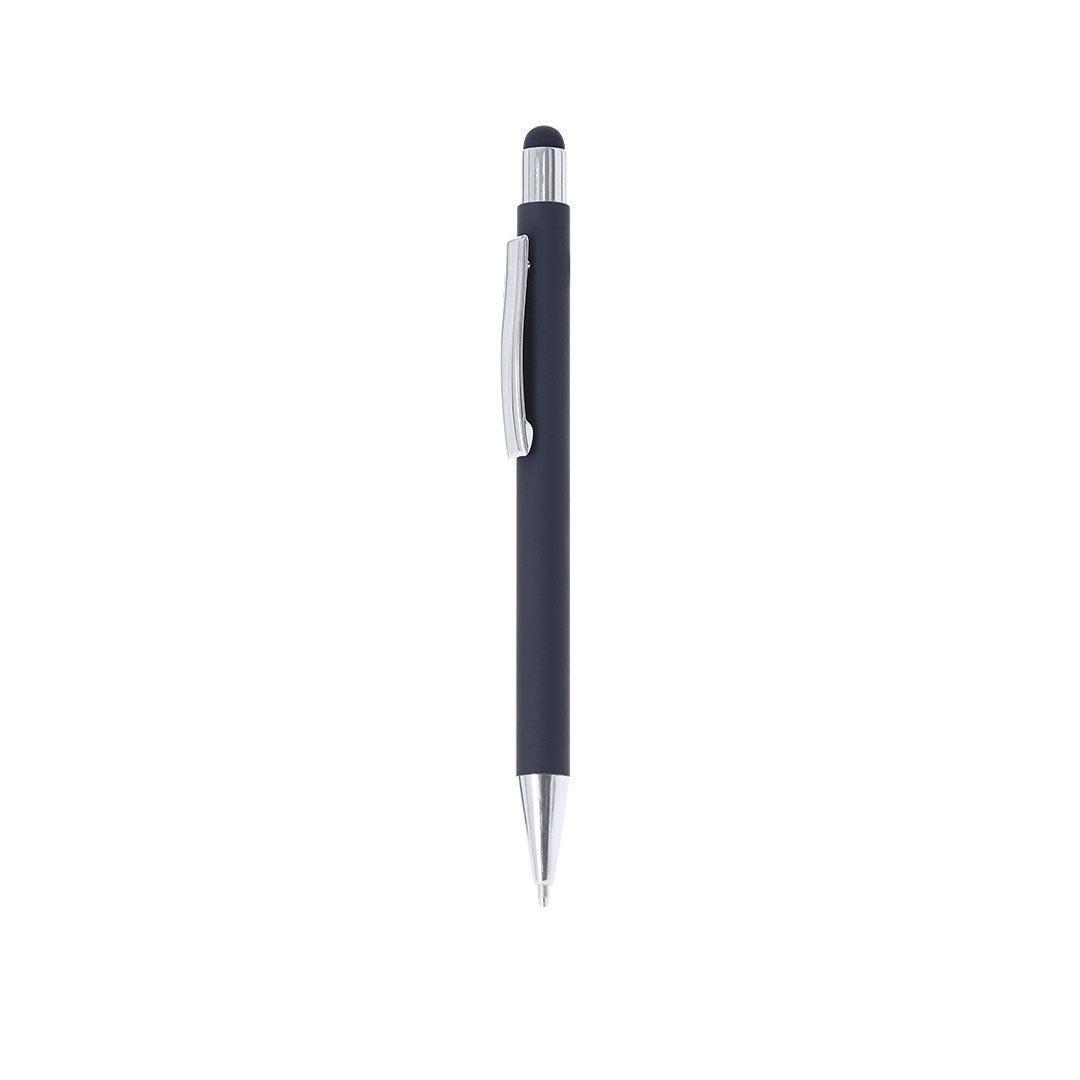 Stylo à bille marin en aluminium recyclé. Clip métallique avec finition chromée avec cartouche jumbo et en encre bleue