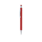 Stylo à bille rouge en aluminium recyclé. Clip métallique avec finition chromée avec cartouche jumbo et en encre bleue