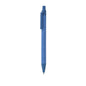 Stylo bleu fabriqué en carton recyclé en combinaison avec de la paille de blé. Mécanisme à pression et encre bleue