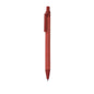 Stylo rouge fabriqué en carton recyclé en combinaison avec de la paille de blé. Mécanisme à pression et encre bleue